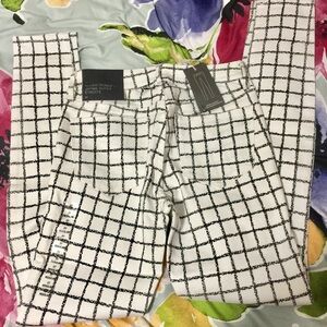 Windowpane Skinny Pants - White/Black